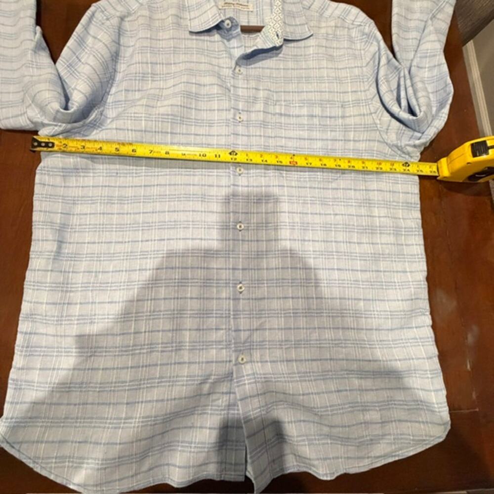 Tommy Bahama Barbados Breeze Stretch Linen Plaid Shirt XL Blue Long Sleeve - Picture 7 of 12